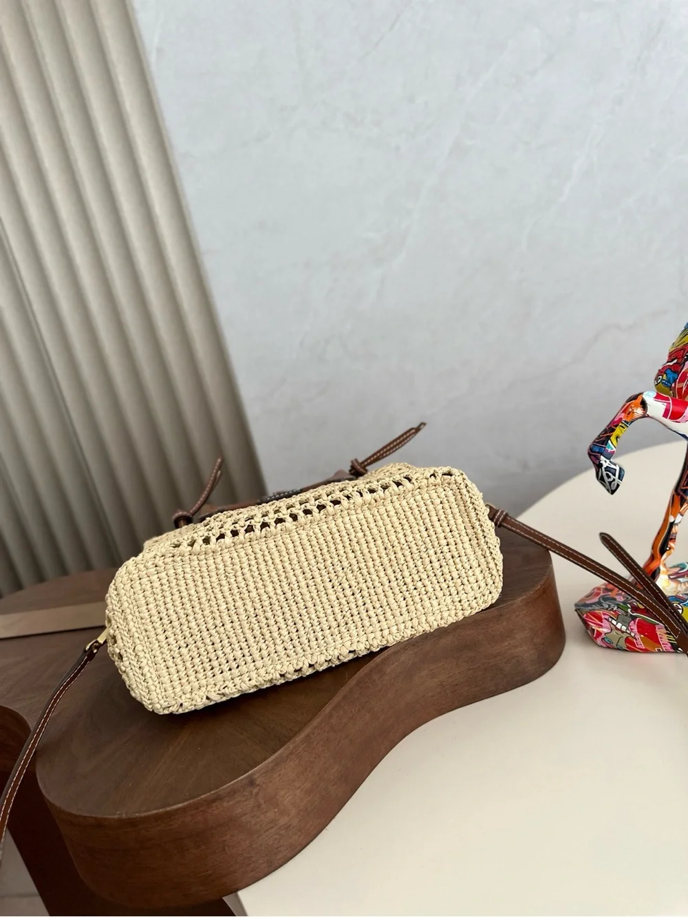 Miu Miu Crochet Satchel in Cream with Brown Leather Trim